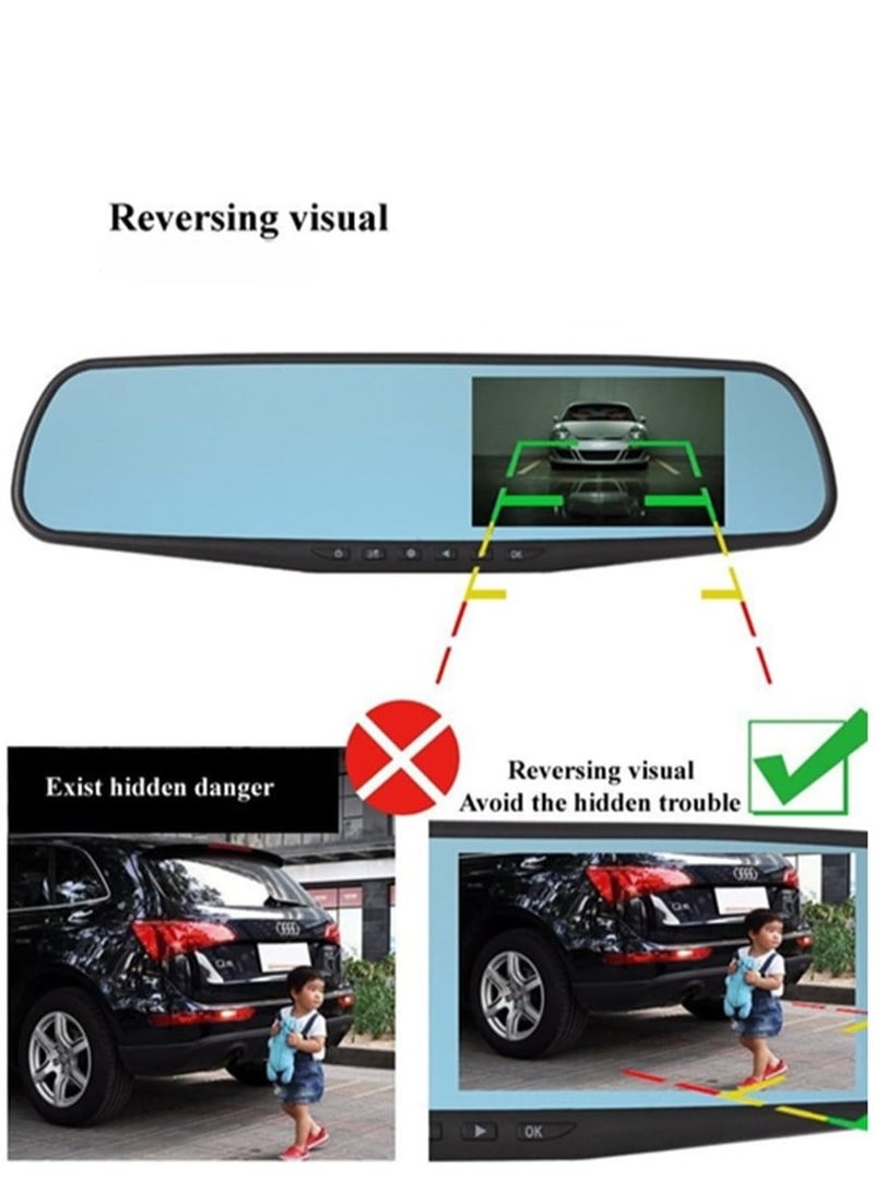 Car DVR Rear View Mirror Video Recorder with 4.3 Screen Dual Lens Camera Night Vision Front and Rear Recording - Image 4