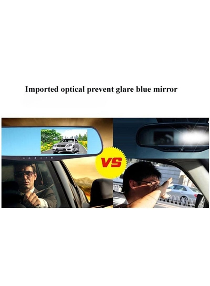 Car DVR Rear View Mirror Video Recorder with 4.3 Screen Dual Lens Camera Night Vision Front and Rear Recording - Image 2