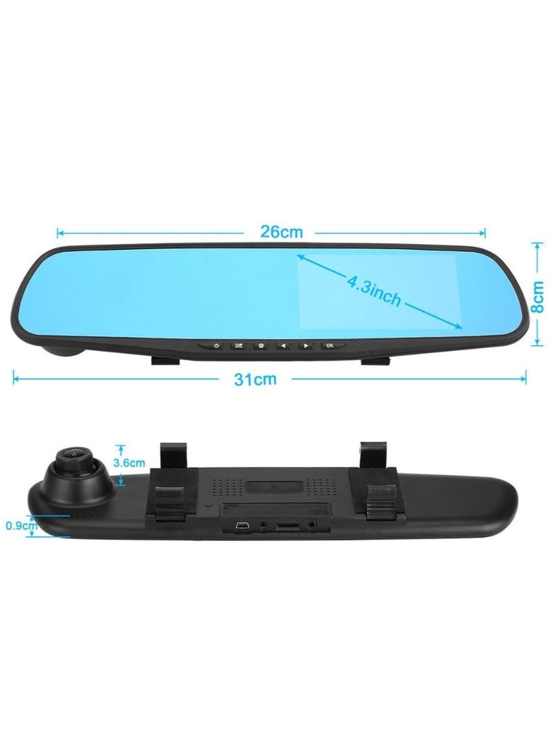 Car DVR Rear View Mirror Video Recorder with 4.3 Screen Dual Lens Camera Night Vision Front and Rear Recording - Image 3