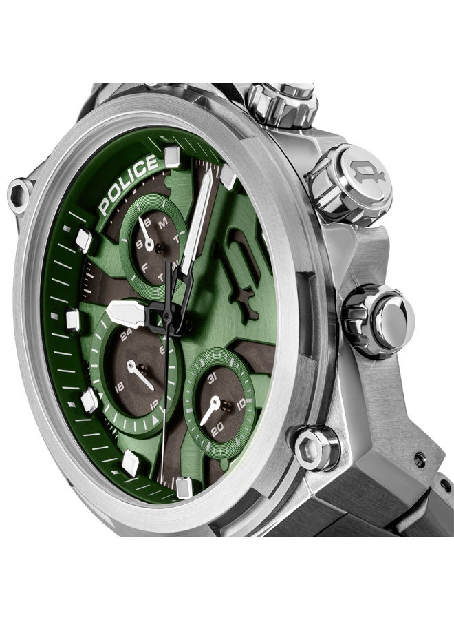 POLICE Men Airflow 43mm Multifunction Watch with Hydraulic Green Plate, Black Dial & 316L Stainless Steel Bracelet - Image 4
