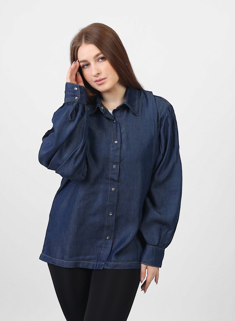 Coctail 5664-jeans shirt-dark blue - Image 1