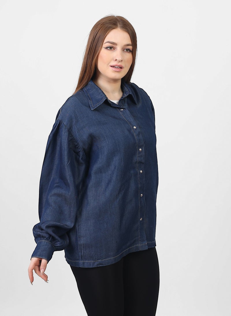Coctail 5664-jeans shirt-dark blue - Image 2