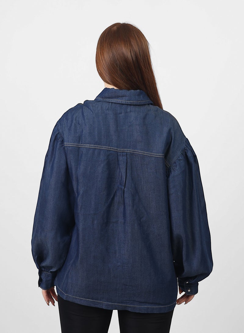 Coctail 5664-jeans shirt-dark blue - Image 3