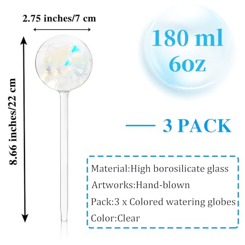 Pynqdfu 3 Pcs Plant Watering Globes,Self Watering Planter Insert Plant Accessories,Colorful Glass Plant Watering Devices for Indoor Plants - Image 2