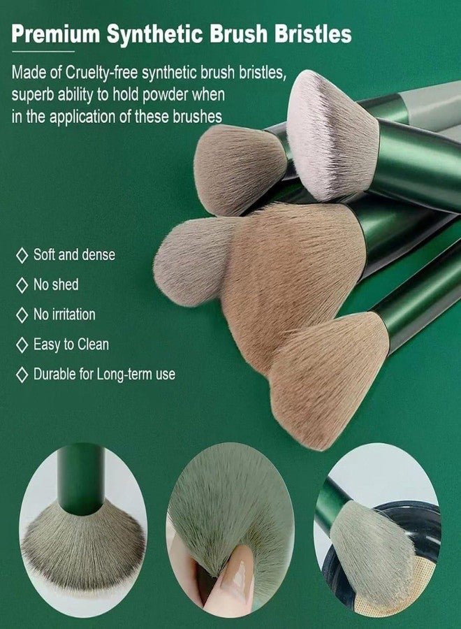 BELAYA Professional Makeup Brush Set, 13 Pieces, Soft Bristles, Mint Green Handles - Image 3