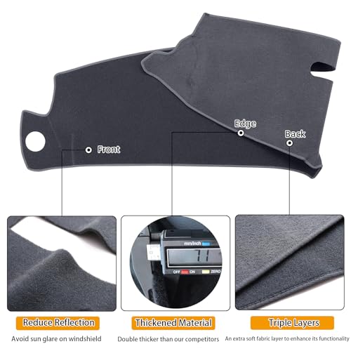 BLIBLIUNIT Dash Cover Custom Fit for 1997-2000 Chevy Chevrolet Silverado/GMC Sierra C1500 C2500 C3500 K1500 K2500 K3500, 1997-1999 GMC Yukon/Chevy Tahoe, Dashboard Cover Mat Pad(Gray) - Image 3