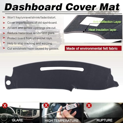 BLIBLIUNIT Dash Cover Custom Fit for 1997-2000 Chevy Chevrolet Silverado/GMC Sierra C1500 C2500 C3500 K1500 K2500 K3500, 1997-1999 GMC Yukon/Chevy Tahoe, Dashboard Cover Mat Pad(Gray) - Image 2