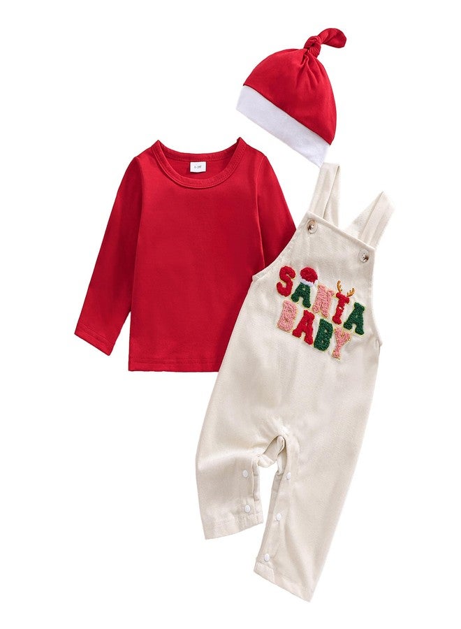 Rtnnsbbfcm Baby Boy Christmas Outfits - Newborn Long Sleeve Shirts Xmas Santa Baby Overalls & Pants for First Christmas (Red-Santa Baby, 12-18 Months) - Image 1