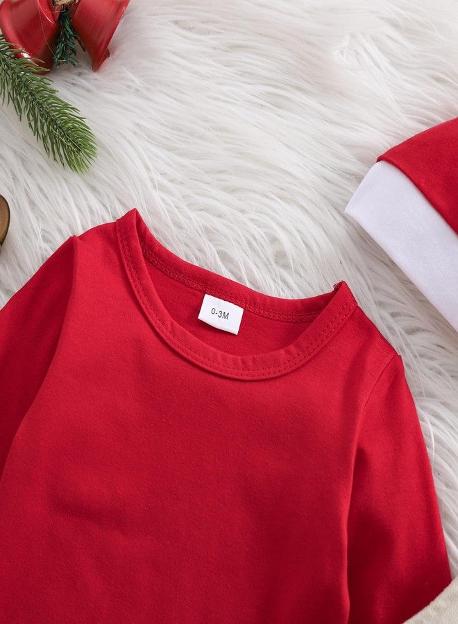 Rtnnsbbfcm Baby Boy Christmas Outfits - Newborn Long Sleeve Shirts Xmas Santa Baby Overalls & Pants for First Christmas (Red-Santa Baby, 12-18 Months) - Image 4