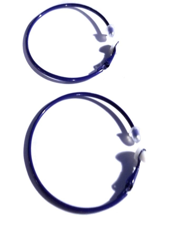 Divas Diggables Clip-on Earrings Dark Navy Blue Hoop Earrings 2 Inch Hoop Thin Hoops - Image 1