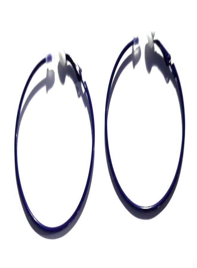 Divas Diggables Clip-on Earrings Dark Navy Blue Hoop Earrings 2 Inch Hoop Thin Hoops - Image 2