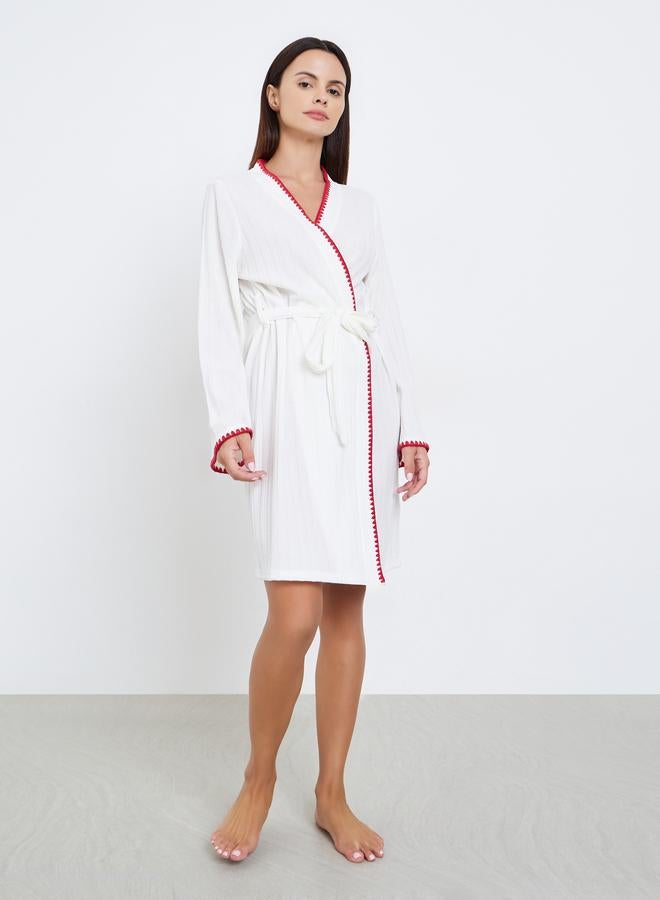 Styli Contrast Trim Belted Robe - Image 2