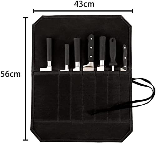 QCWN Knife Bag ,Knife Roll,Heavy Duty Knife Case,Waxed Canvas Chef Knife Roll Bag,Fold Up Knife Holders,Canvas Cutlery Holder with 6 Slots, Case Cooking Utensils.Knife Carrying Case Roll.Knives Protectors. - Image 4