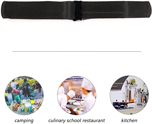 QCWN Knife Bag ,Knife Roll,Heavy Duty Knife Case,Waxed Canvas Chef Knife Roll Bag,Fold Up Knife Holders,Canvas Cutlery Holder with 6 Slots, Case Cooking Utensils.Knife Carrying Case Roll.Knives Protectors. - Image 5