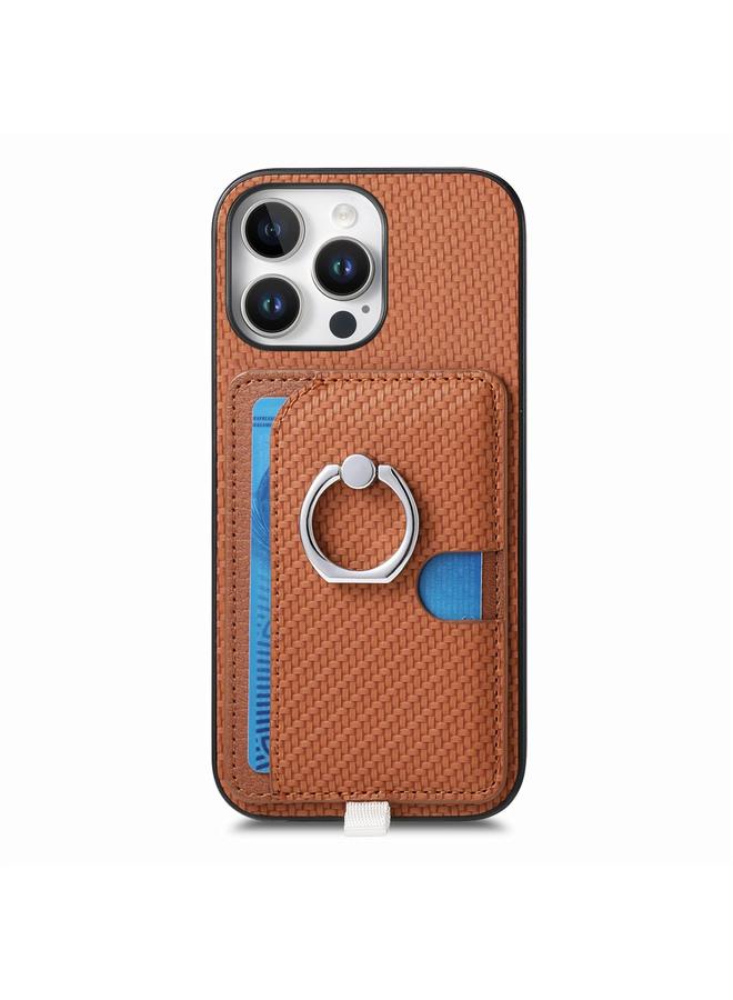 S-TOP Case For iPhone 12 Pro Carbon Fiber Ring Side Insert Card Bag MagSafe Phone Case - Image 2