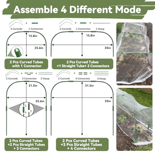 YATHO Garden Mesh Netting Kit for Raised Beds, 8 * 26FT Ultra Fine Plant Netting Covers with 6 Pcs Wide Garden Hoops & 12 Clips, Row Cover Net Protect Greenhouse Fruit Vegetable Flowers from Birds Bugs - Image 5