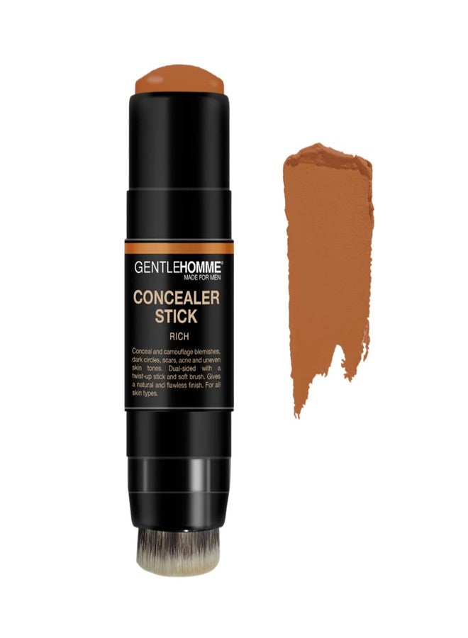 Gentlehomme - Concealer Stick - Men’s 2-in-1 Concealer & Brush - For Blemishes, Dark Circles, Scars, Acne & Uneven Skin Tones - Natural Finish - All Skin Types - Vegan - Rich - 1 Stick - Image 1