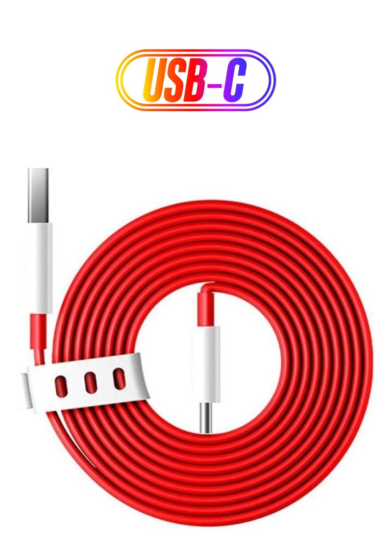 OnePlus One Warp Charge Type-C Cable 1 meter Red/White - Image 1