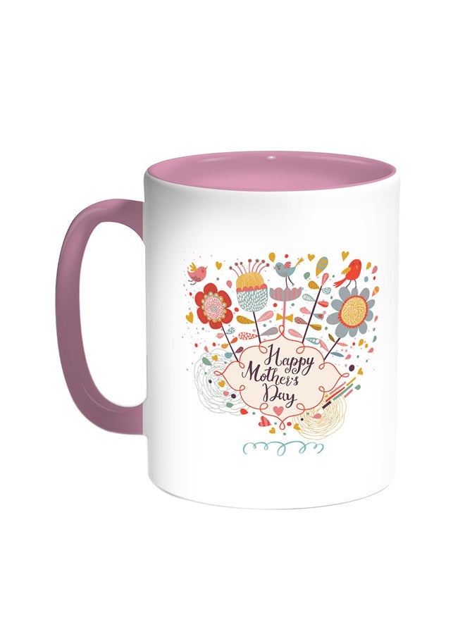 RYN Happy Mother's Day Printed Coffee Mug Pink/White 11ounce