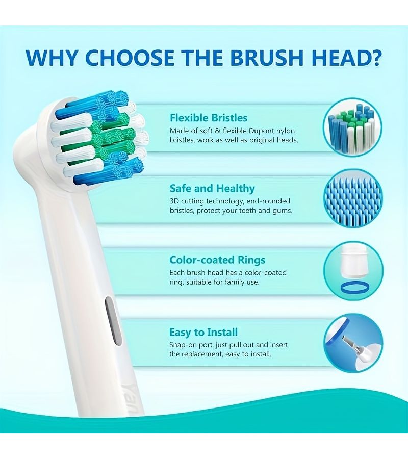 Set Of 4 Electric Toothbrush Replacement Heads Suitable For Oral B Brush Heads - Image 4