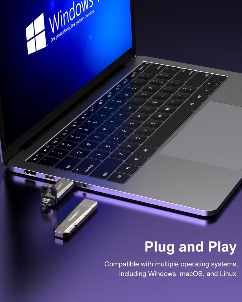 فانصوني 256 جيجابايت خارجي نوع C SSD + USB A 3.2 Gen2 - SSD محمول بسرعة تصل إلى 1000 ميجابايت/ثانية - 256 جيجابايت قرص صلب للابتوب والتابلت - Image 5