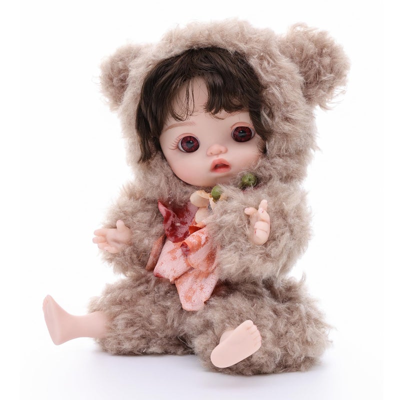 Cloveray Reborn Baby Doll 10 Inch Lifelike Full Vinyl Girl in Cozy Brown Bear Outfit Comfort Collectible Doll Gift for Girls - Image 3