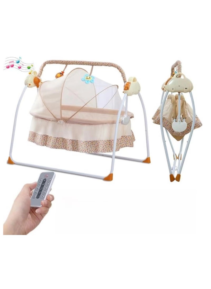 Generic - Electric Rocking Bassinet for Baby Baby Crib Adjustable 5 Gear Auto-Swing Newborn Bed with Remote Control，Musical Toy,Mosquito Net and Comfortable Mattress - Image 1