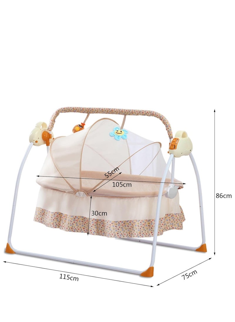 Generic - Electric Rocking Bassinet for Baby Baby Crib Adjustable 5 Gear Auto-Swing Newborn Bed with Remote Control，Musical Toy,Mosquito Net and Comfortable Mattress - Image 1