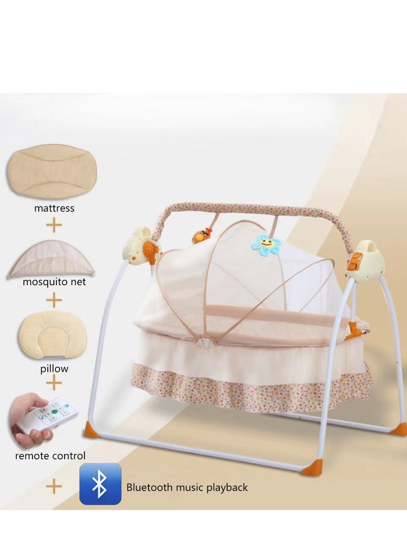 Generic - Electric Rocking Bassinet for Baby Baby Crib Adjustable 5 Gear Auto-Swing Newborn Bed with Remote Control，Musical Toy,Mosquito Net and Comfortable Mattress - Image 1
