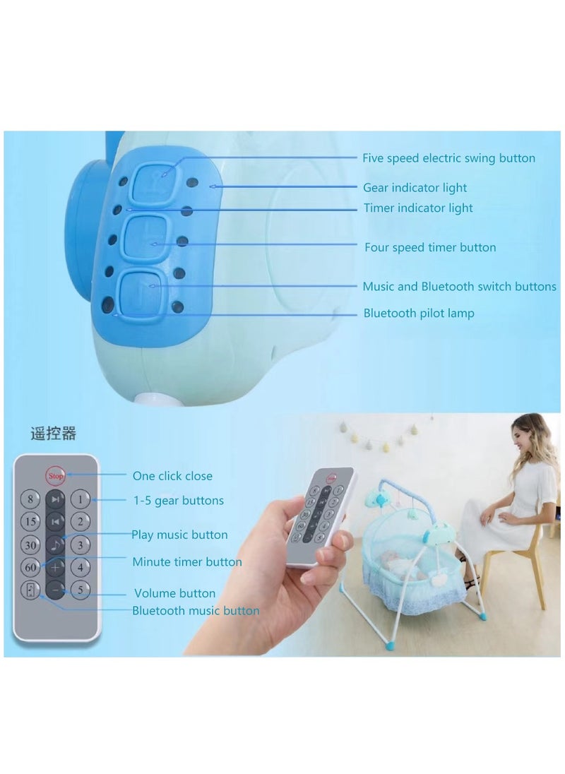 Generic - Electric Rocking Bassinet for Baby Baby Crib Adjustable 5 Gear Auto-Swing Newborn Bed with Remote Control，Musical Toy,Mosquito Net and Comfortable Mattress - Image 1