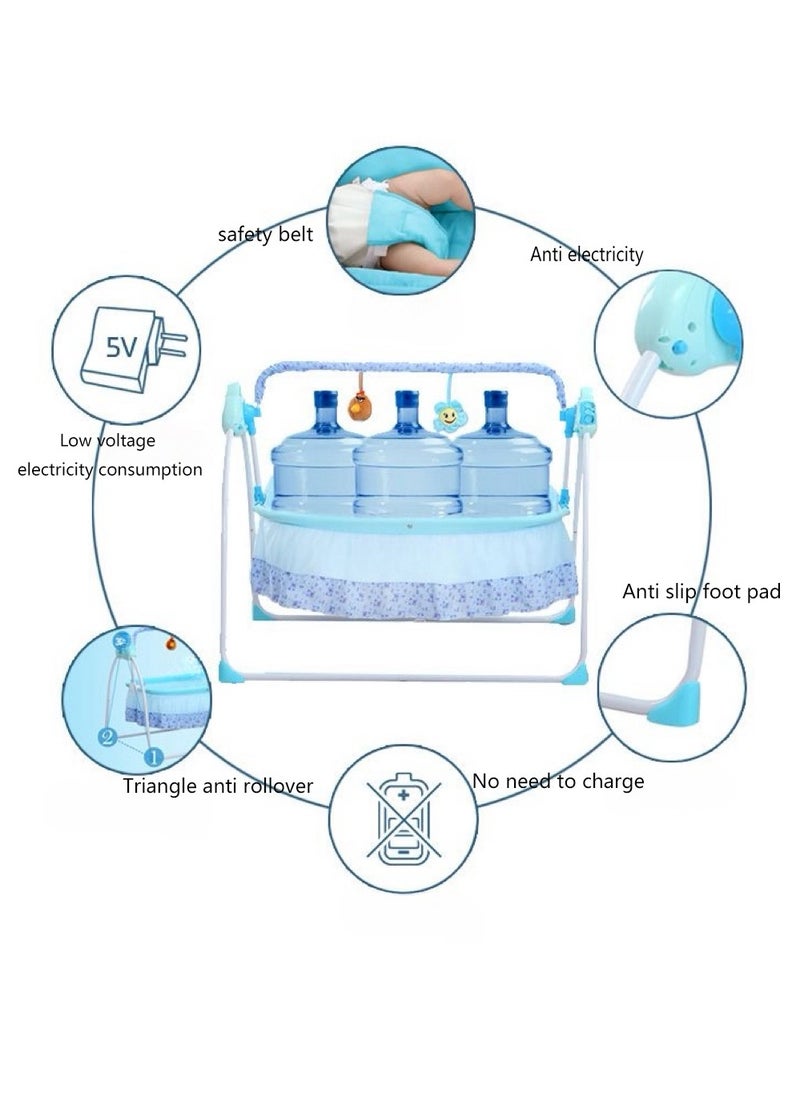 Generic - Electric Rocking Bassinet for Baby Baby Crib Adjustable 5 Gear Auto-Swing Newborn Bed with Remote Control，Musical Toy,Mosquito Net and Comfortable Mattress - Image 1
