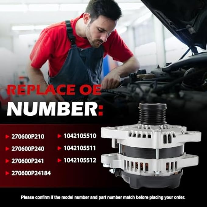Autodevil 11326 Alternator 130Amp 12V Compatible with Venza 2007-2018 OE 270600P210, 270600P240, 270600P241, 270600P24184, 1042105510 - Image 3