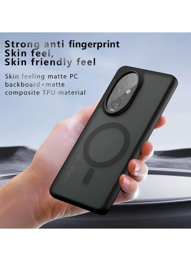 general Magnetic Case Compatible with Honor 200 Pro 5G, Frosted Armor Back Cover Airbag Shockproof TPU Bumper Matte Transparent Cover Support Wireless Charging - Image 2