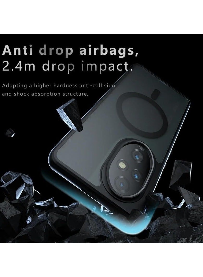 general Magnetic Case Compatible with Honor 200 Pro 5G, Frosted Armor Back Cover Airbag Shockproof TPU Bumper Matte Transparent Cover Support Wireless Charging - Image 3