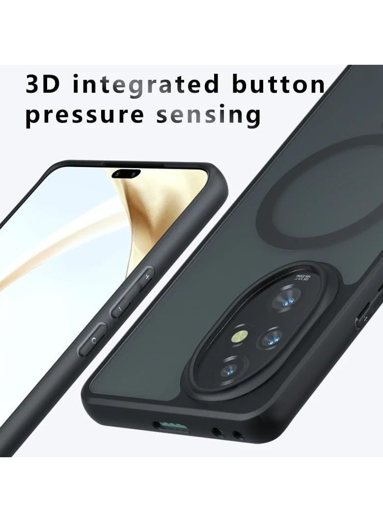 general Magnetic Case Compatible with Honor 200 Pro 5G, Frosted Armor Back Cover Airbag Shockproof TPU Bumper Matte Transparent Cover Support Wireless Charging - Image 4