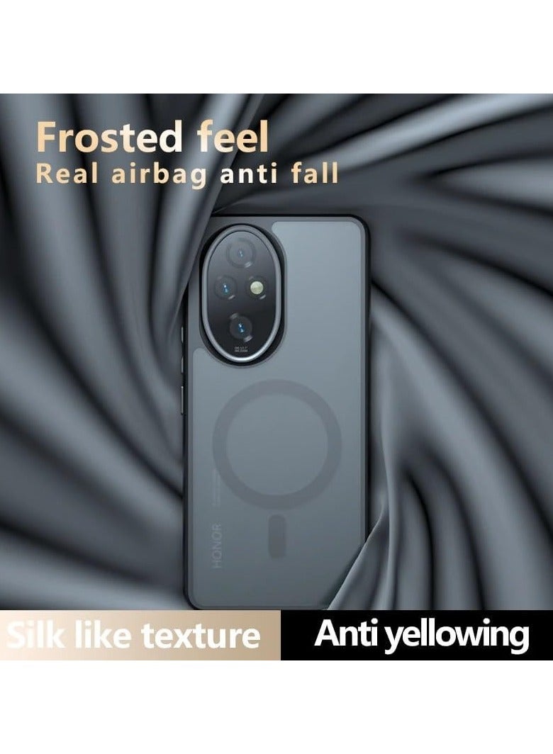 general Magnetic Case Compatible with Honor 200 Pro 5G, Frosted Armor Back Cover Airbag Shockproof TPU Bumper Matte Transparent Cover Support Wireless Charging - Image 5