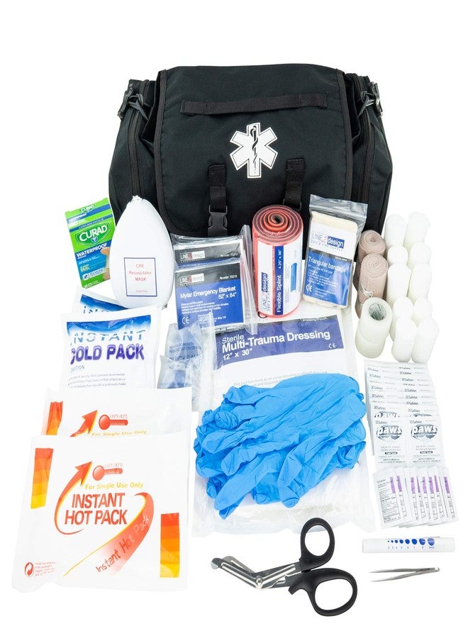 LINE2design First Aid (Ifak) Pouch EMS Bag - EMT Emergency Medical Trauma Pack Bags Tactical EDC Rescue Utility Gear IFAK Bags for Hiking Stop Bleeding Includes USA Patch - Black - Image 1