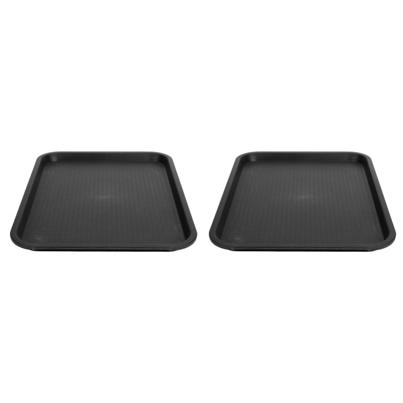 Multipurpose Food Tray: Black Food Grade PP - Save Space Stackable Design, Anti Slip Patterned Surface, High Temperature Resistant for Home Kitchen Storage, Meal Prep And Serving - Image 1