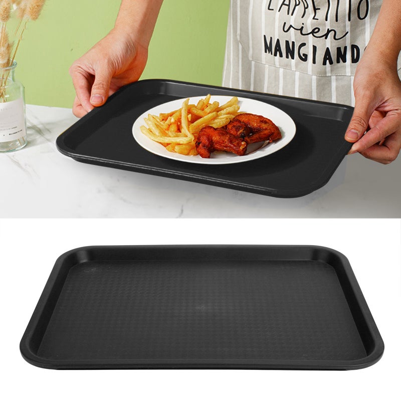 Multipurpose Food Tray: Black Food Grade PP - Save Space Stackable Design, Anti Slip Patterned Surface, High Temperature Resistant for Home Kitchen Storage, Meal Prep And Serving - Image 2