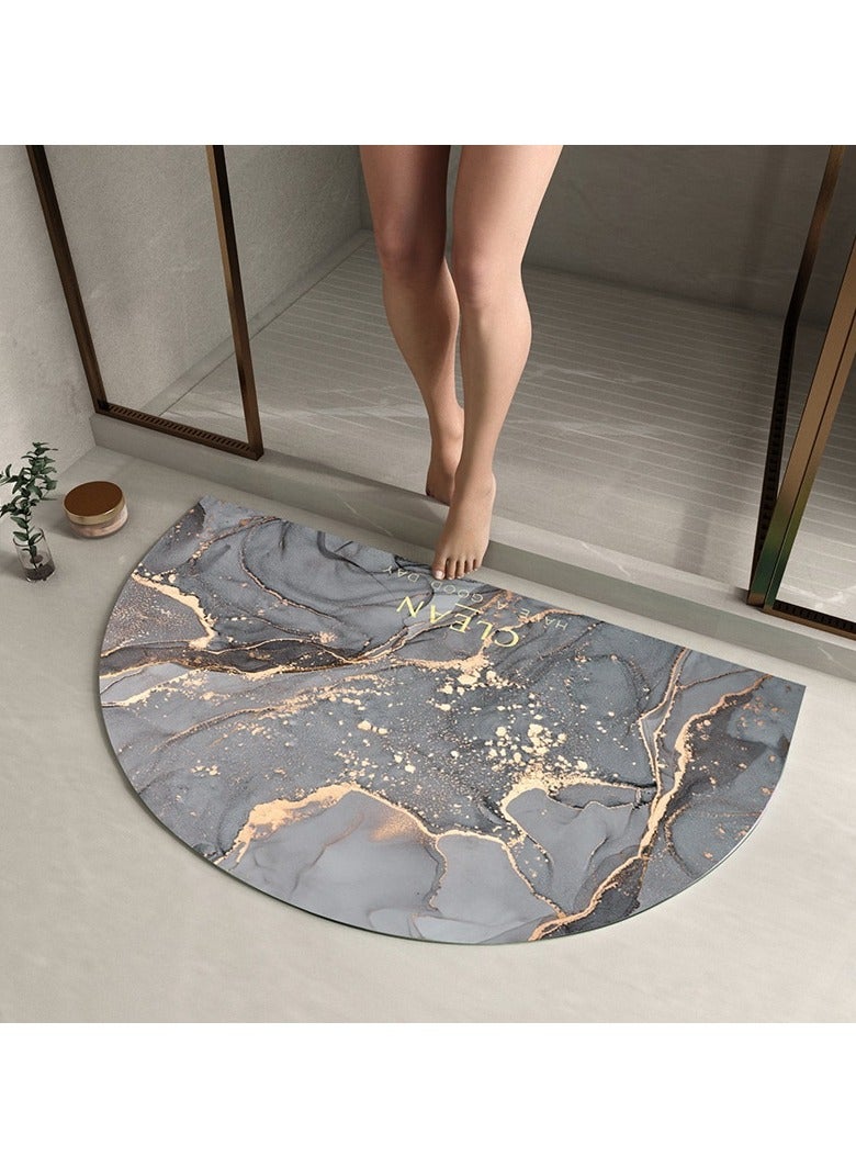 سجادة أرضية شبه دائرية من الطين دياتوم ، سجادة أرضية نصف دائرية من الرخام ، ممسحة نصف دائرية ممسحة سجادة مبدعة مضادة للانزلاق ، ممسحة ترحيب للمدخل الداخلي والخارجي للباب الأمامي ، سجادة أرضية خارجية للديكور المنزلي ، حصيرة أرضية الحمام ، طين دياتوم شرفة منزلية (40 × 60 سم) - Image 1