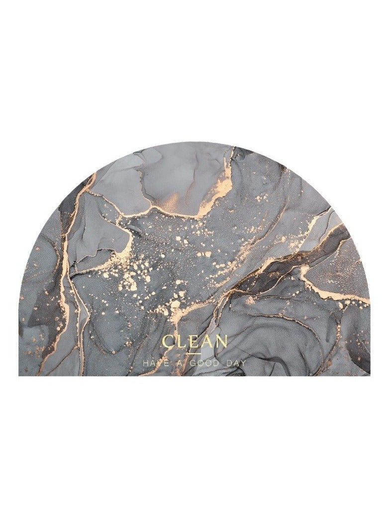 سجادة أرضية شبه دائرية من الطين دياتوم ، سجادة أرضية نصف دائرية من الرخام ، ممسحة نصف دائرية ممسحة سجادة مبدعة مضادة للانزلاق ، ممسحة ترحيب للمدخل الداخلي والخارجي للباب الأمامي ، سجادة أرضية خارجية للديكور المنزلي ، حصيرة أرضية الحمام ، طين دياتوم شرفة منزلية (40 × 60 سم) - Image 2