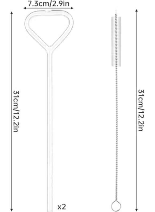 Anti-Wrinkle High Borosilicate Clear Glass, Reusable Straws, Fit for 40oz & 30oz, Tumblers, Wrinkle Free Straws, No Wrinkle Straws, for Stanley Cup w/Brush, BPA-Free, Dishwasher Safe (2 Pack) - Image 2