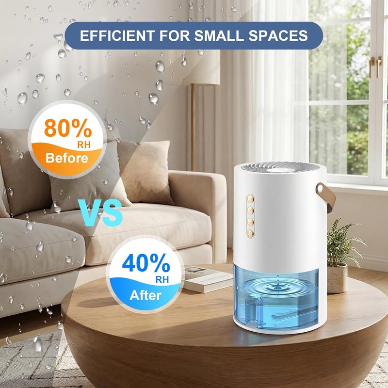 Gizmolet Dehumidifier, 44 OZ Small Dehumidifiers for Room for Home, Quiet with Auto Shut Off, 7 Color Ambient Light, Fresh Air with Negative Ions, Ideal for Bedroom, Bathroom, RV, Closet(White) - Image 3