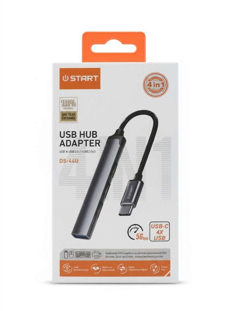 Start 4-Port Portable USB 3.0 Hub With Splitter Adapter Cable Black - Image 1