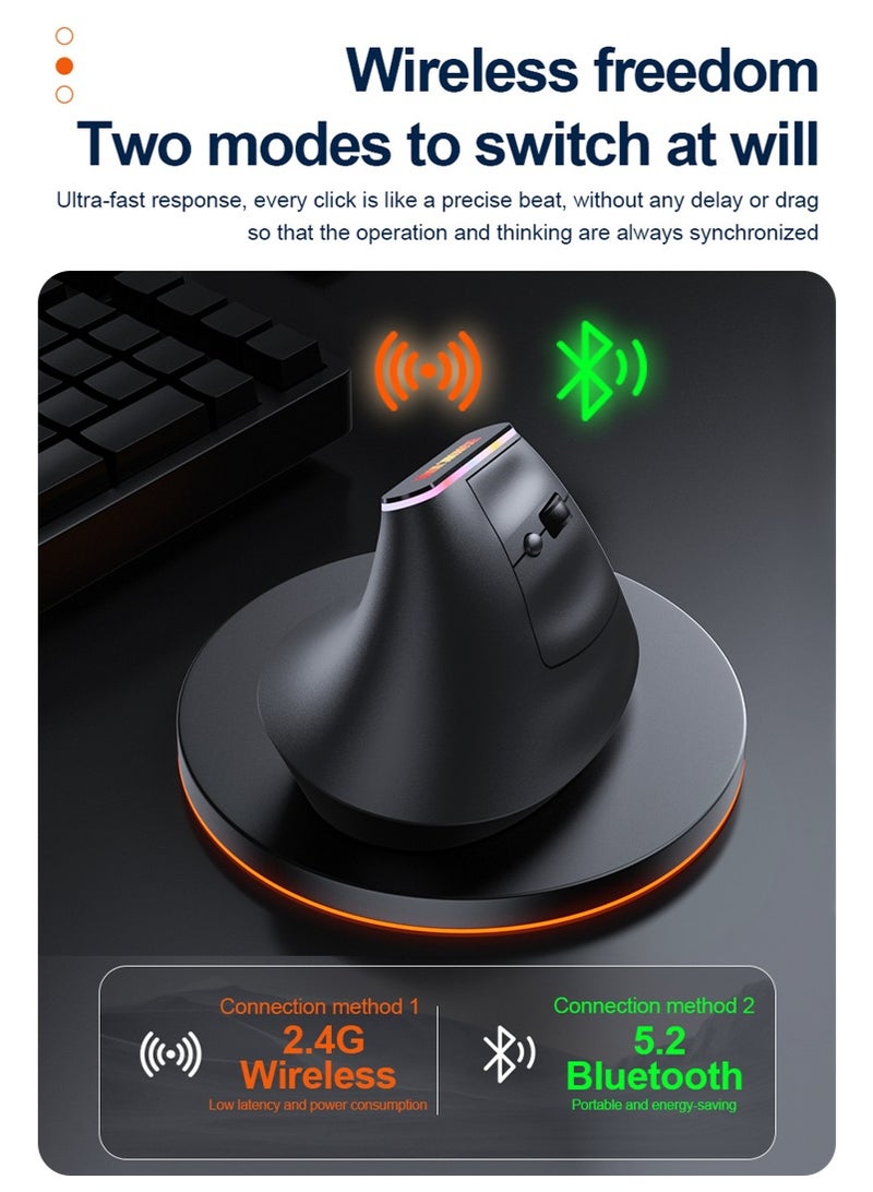 Vertical Ergonomic Mouse Wireless, Rechargeable RGB 2.4G USB with 3 Adjustable DPI 800/1200/1600 Levels for Computer, Laptop, PC, MacBook - Image 5