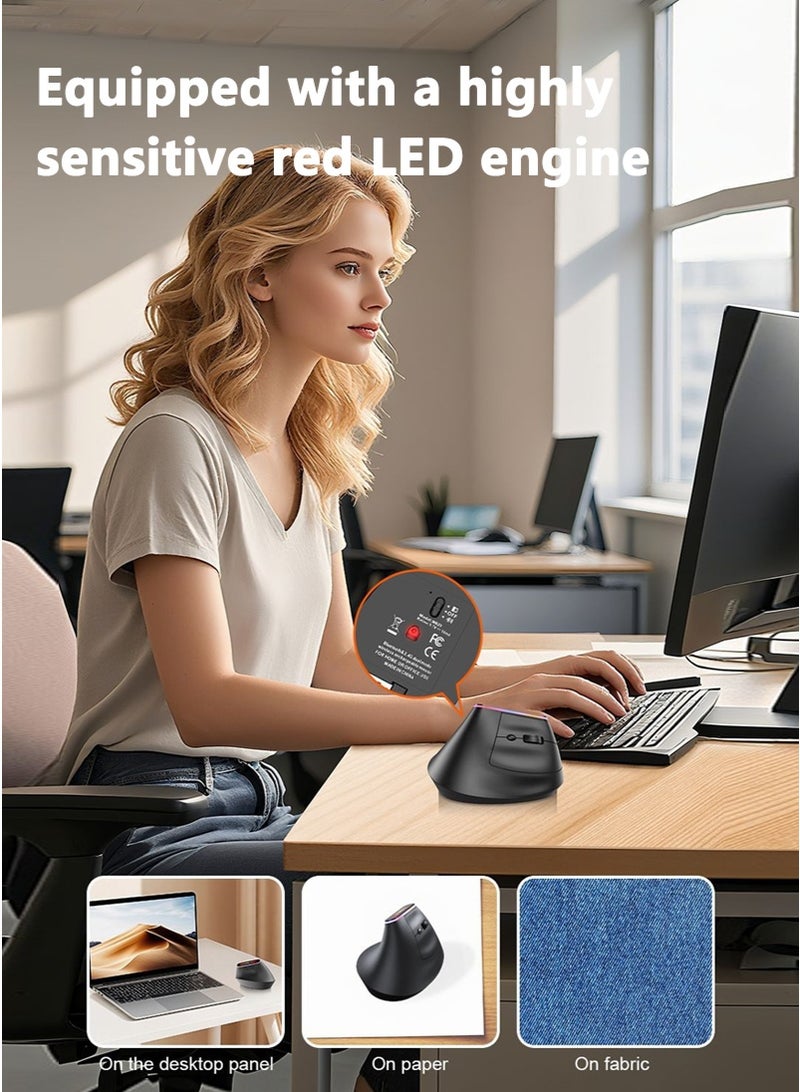 Vertical Ergonomic Mouse Wireless, Rechargeable RGB 2.4G USB with 3 Adjustable DPI 800/1200/1600 Levels for Computer, Laptop, PC, MacBook - Image 4