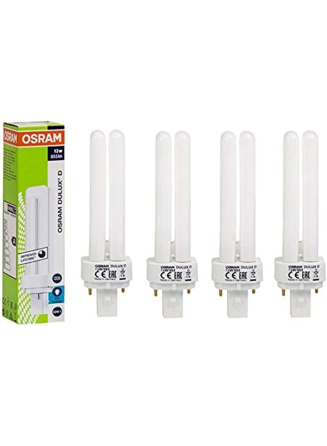 OSRAM Osram Home Decorative High Quality and Durable, 2 Pin Day Light Double Twin Tube CFL Bulb, 13 Watt Energy Saving Bulb, Cool White - (Pack of 4) - Image 1