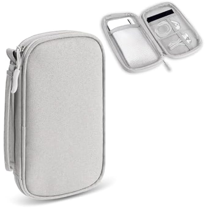 rayihni TRAVEL CABLE ORGANIZER SMALL TECH POUCH, PORTABLE WATERPROOF ELECTRONIC ACCESSORIES FOR POWER BANK PHONE CORD CHARGER CARRYING STORAGE CASE, GREY - Image 1