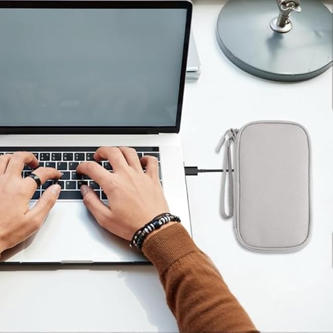 rayihni TRAVEL CABLE ORGANIZER SMALL TECH POUCH, PORTABLE WATERPROOF ELECTRONIC ACCESSORIES FOR POWER BANK PHONE CORD CHARGER CARRYING STORAGE CASE, GREY - Image 2