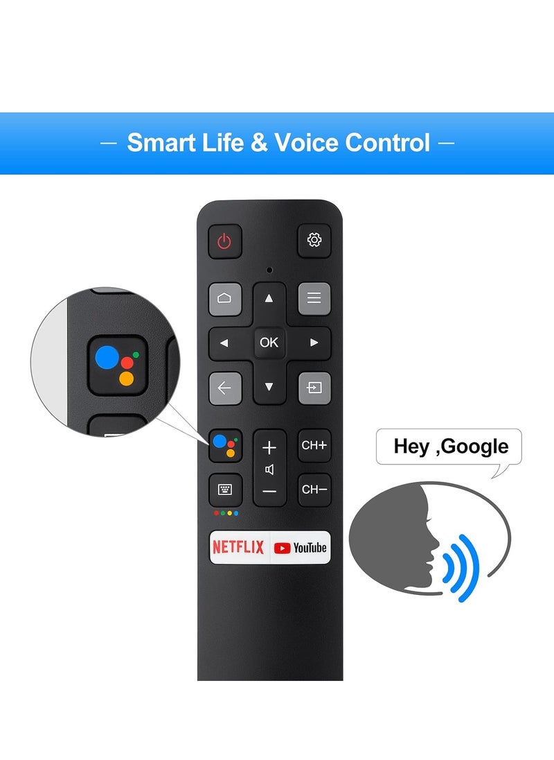 Fanski - Voice Replacement for TCL-Android-TV-Remote,New Upgraded RC802V for TCL Smart TVs with Google Voice Function,with Netflix,YouTube Buttons - Image 1
